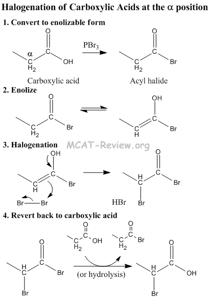 halogenation at 2 position of carboxylic acid